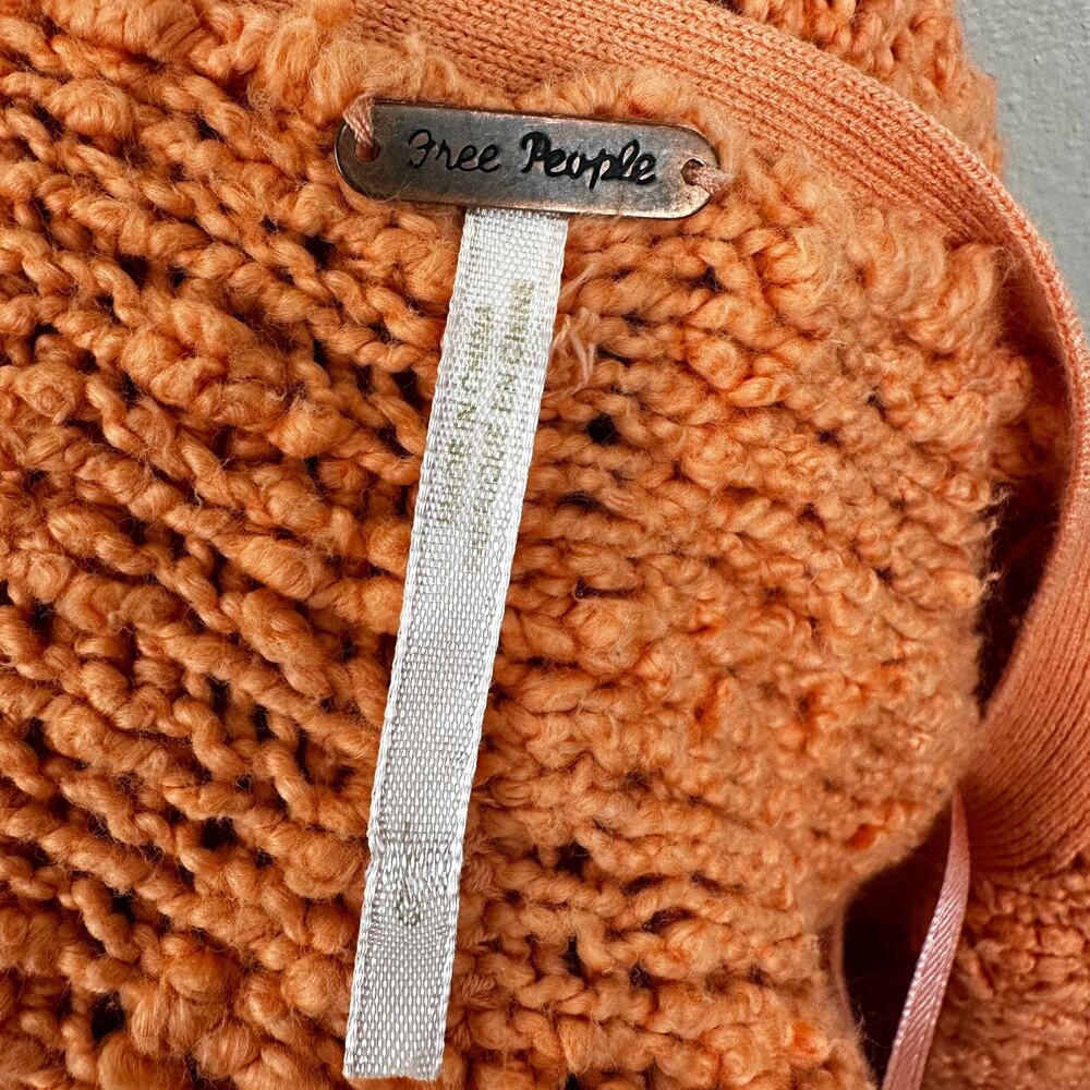 Free People Songbird Sweater V-Neck Slub Loose Knit Textured Slouchy Large - Picture 8 of 11